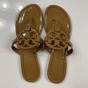 Tory Burch Miller Logo Patent Flat Thong Sandals